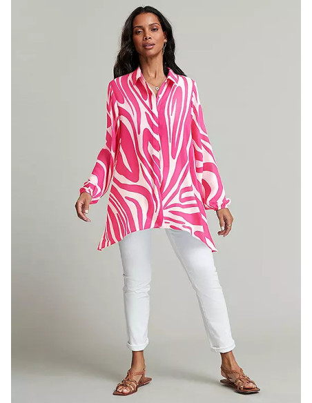 Freemans Pink Print Hanky Hem Longline Blouse