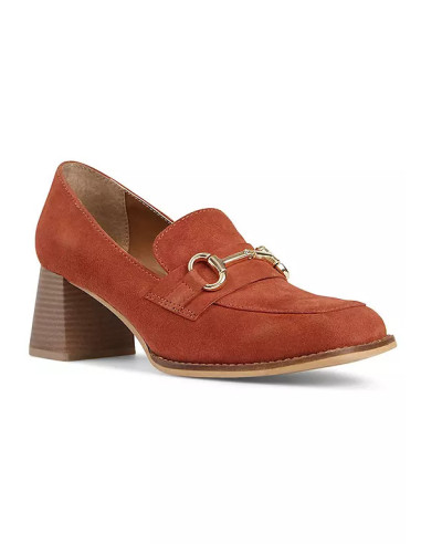 Freemans Spice Block Heeled Snaffle Suede Loafers