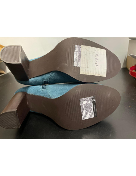 Kaleidoscope Teal Suede Block Heel Ankle Boots