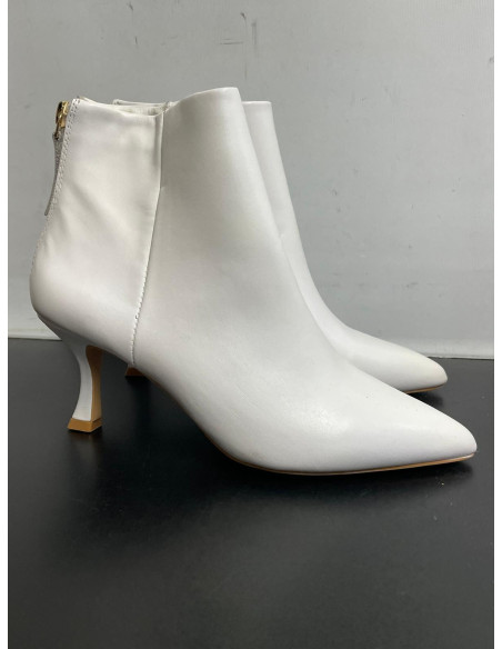 Kaleidoscope White Leather Ankle Boots