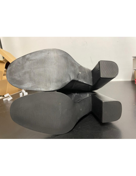 Freemans Block Heel Black Leather Long Boots