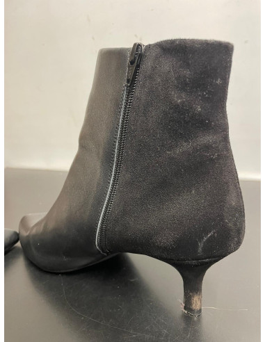 Freemans Kitten Heel Black Leather Suede Ankle Boots