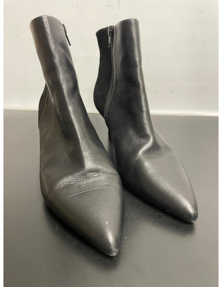 Freemans Kitten Heel Black Leather Suede Ankle Boots