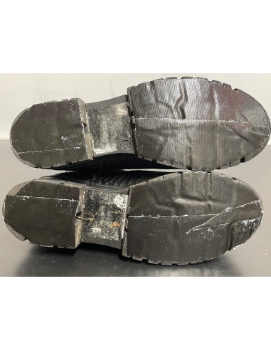 Freemans Black Leather Chunky Low Wedge Ankle Boots