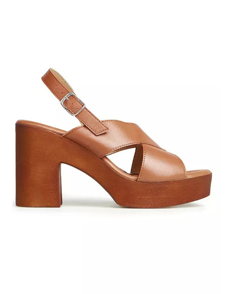 Kaleidoscope Tan Italian Leather Crossover Platform Heeled Sandals