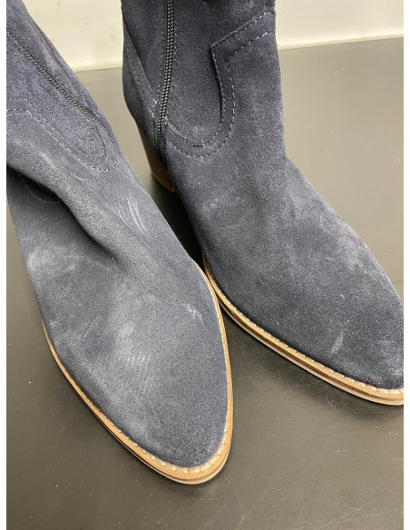 Freemans Navy Suede Western Tall Ankle Boots
