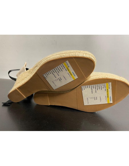 Freemans Cream and Black Lace Detail Espadrille Wedges