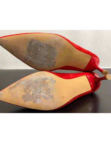 Kaleidoscope Tomato Red Suede Court Shoes