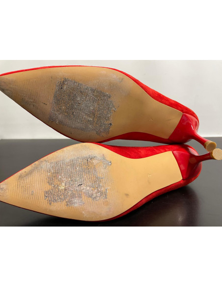 Kaleidoscope Tomato Red Suede Court Shoes