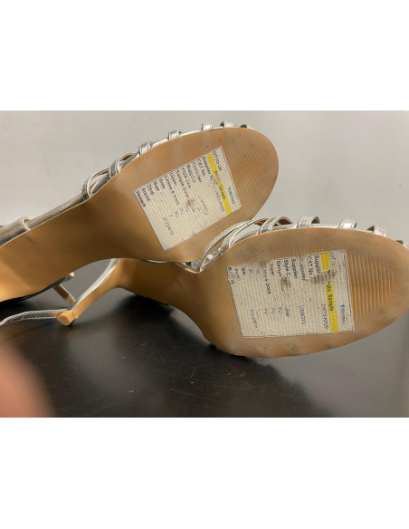 Kaleidoscope Silver Cut-Out Ankle Strap Heeled Sandals