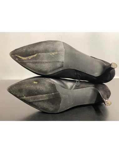 Freemans Kitten Heel Black Leather Suede Ankle Boots