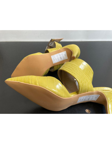 Kaleidoscope Yellow Croc Crossover Strap Court Shoes