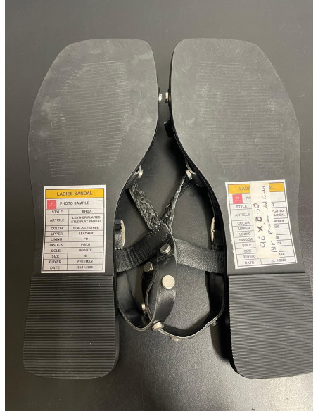 Freemans Leather Plaited Stud Flat Sandals