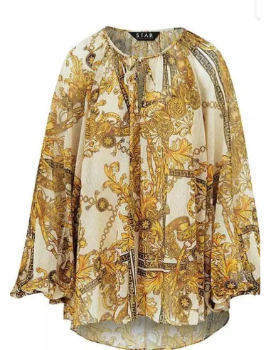 STAR by Julien Macdonald Gold Baroque Plisse Blouse