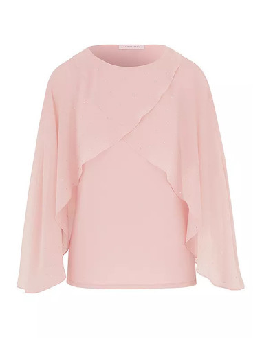 Kaleidoscope Blush Sequin Trim Cape Blouse