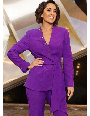 STAR by Julien Macdonald Purple Button Detail Belted Blazer