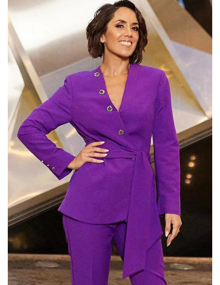 STAR by Julien Macdonald Purple Button Detail Belted Blazer
