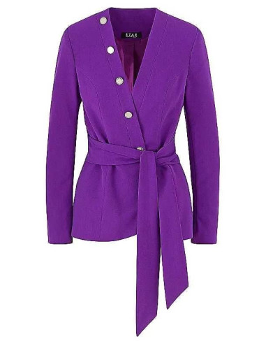 STAR by Julien Macdonald Purple Button Detail Belted Blazer